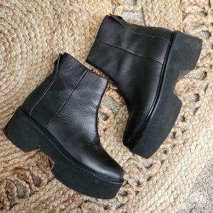 Vic Matie Black Leather Platform Ankle Boots Grunge Punk Boho Goth Designer 38